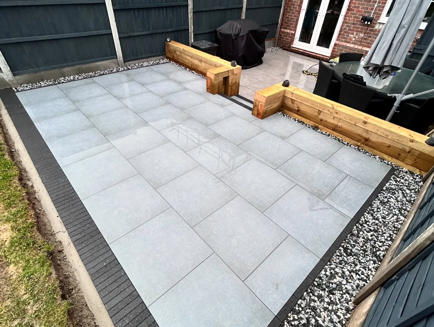 Raised patio area