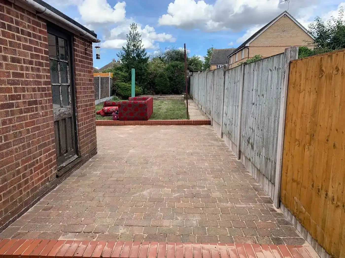 Driveway on the side of a house