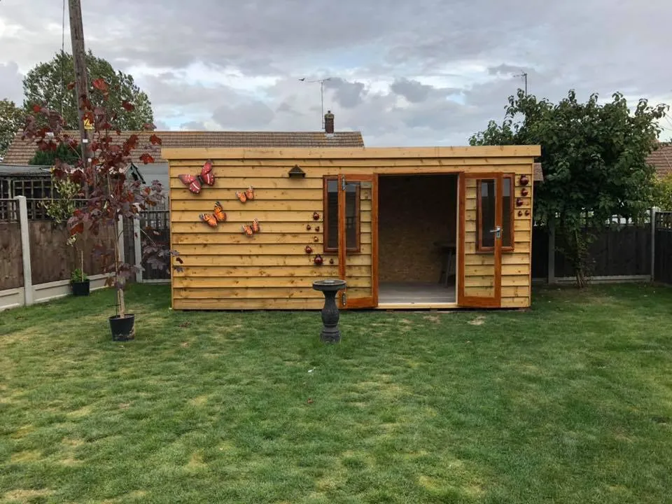 A garden room made of wood